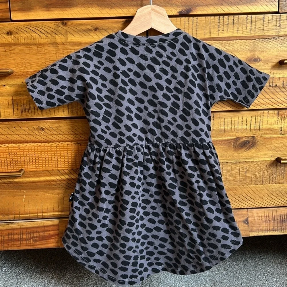 HUXBABY Animal Spot Swirl Gray and Black Print Dress